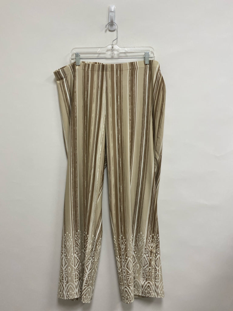 NWT Ruby Rd. Size XL Beige/White Brown Stripes Pull-on Ladies Pants