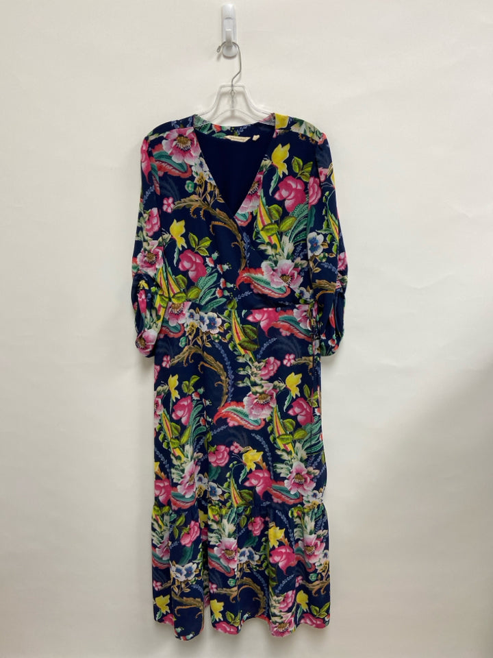 Soft Surroundings Size L Navy Multi Color Floral Ladies Dress