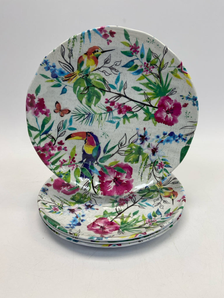 Cynthia Rowley White Multi Color Floral Melamine Plate (s)