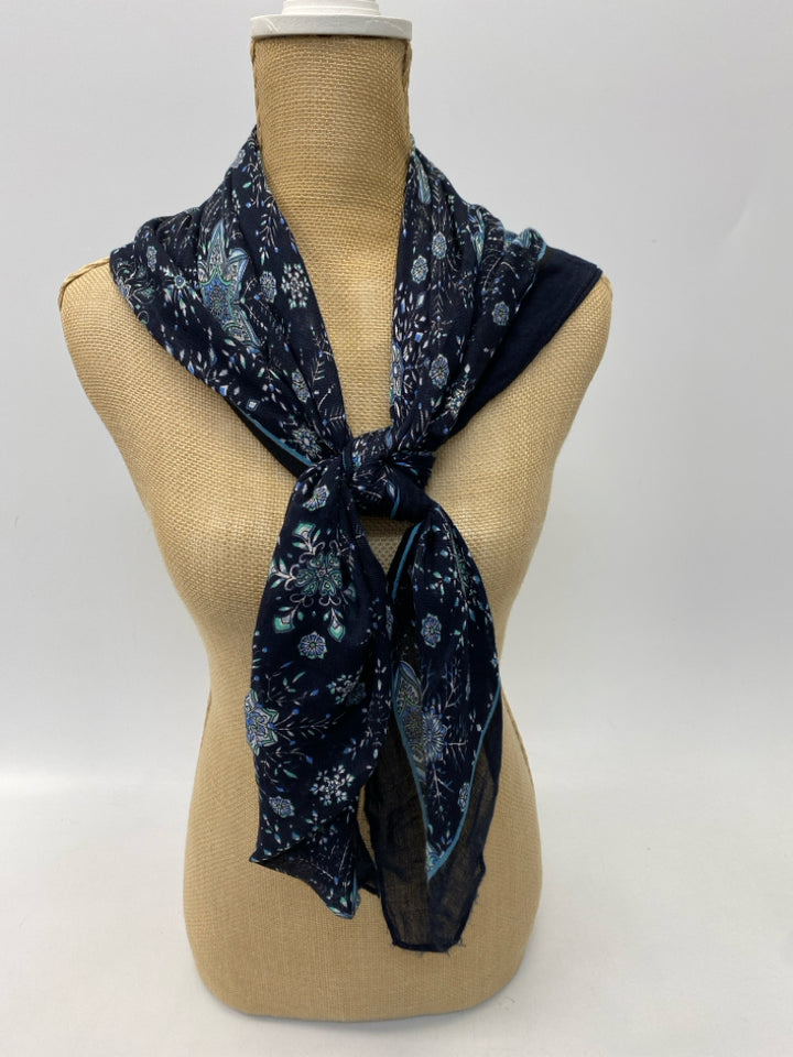 J Jill Navy Multi Color Print Scarf