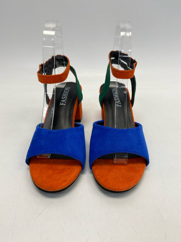 NWOT  Size 36 Orange/Blue Green Sandals