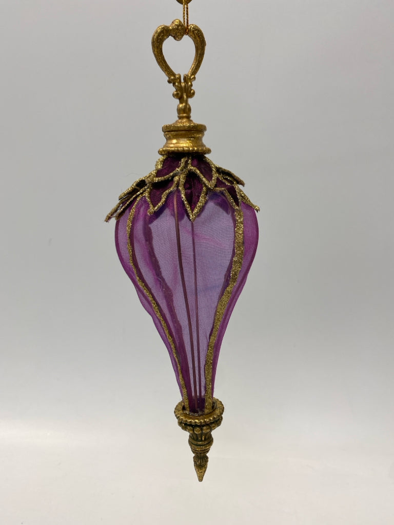 Purple Gold Teardrop Ornaments