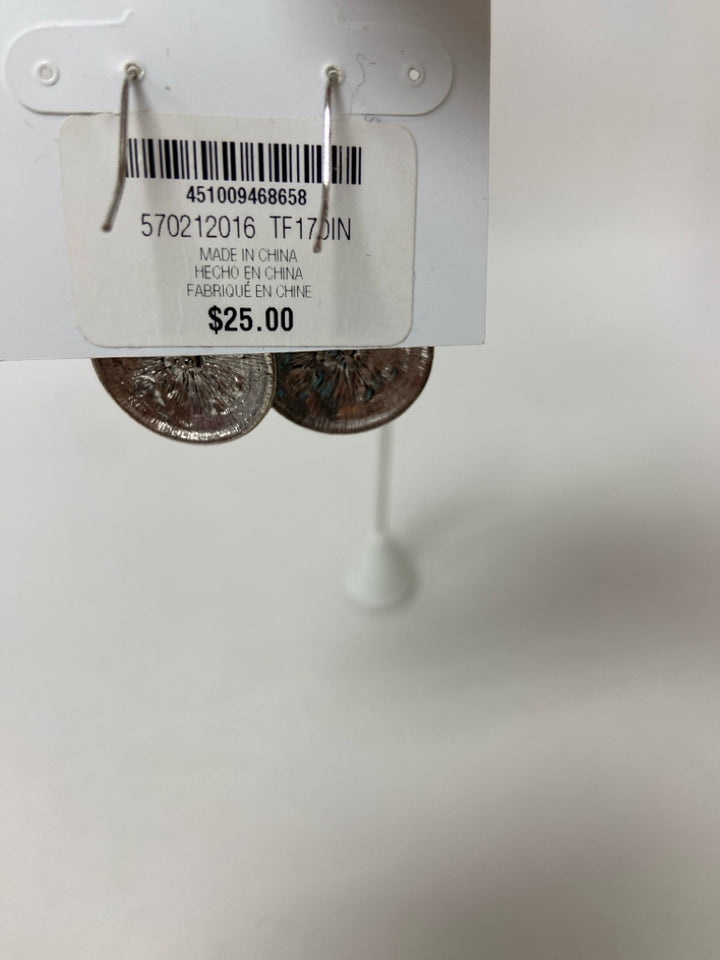 NWT Wht House/Blk Mkt Silver Color Bronze/Black Disc Earrings