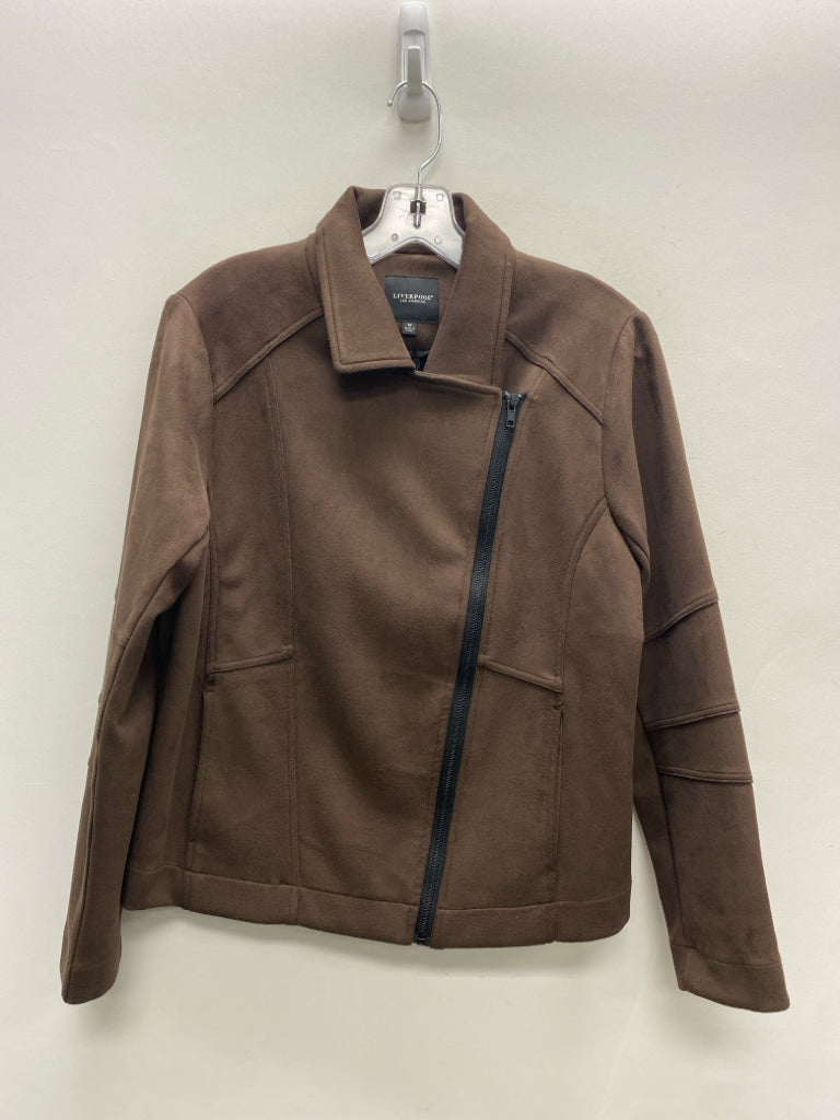 Liverpool Size M Espresso Zip Down Faux Suede Ladies Jacket