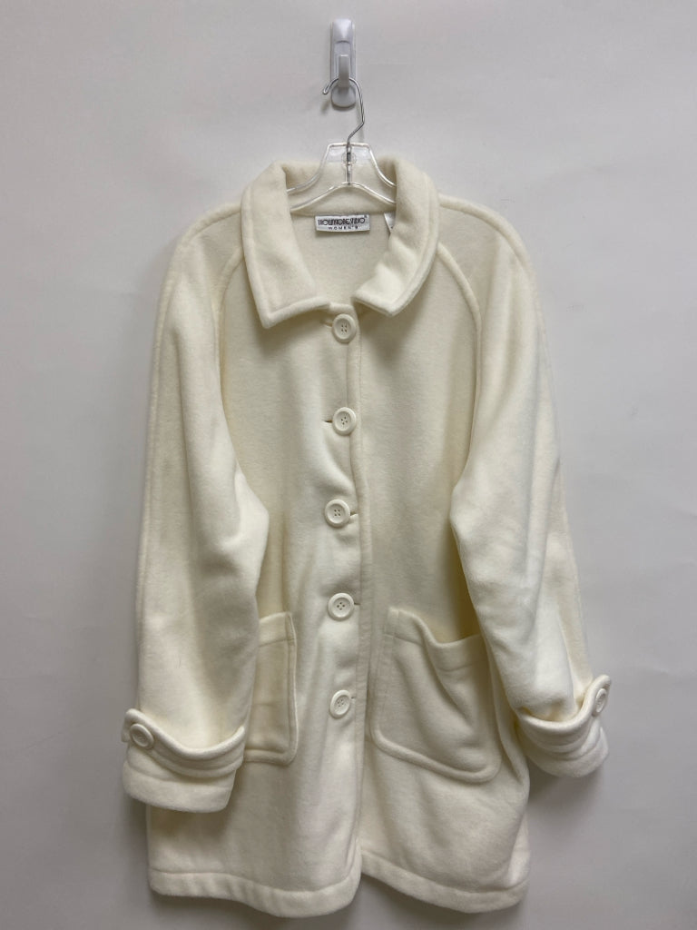 Size 1X Cream Fuzzy Button Up Plus Size Jacket