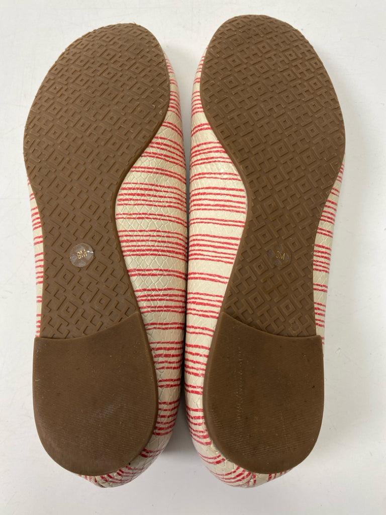 Tory Burch  Size 9 Cream Red Stripe(s) Flats