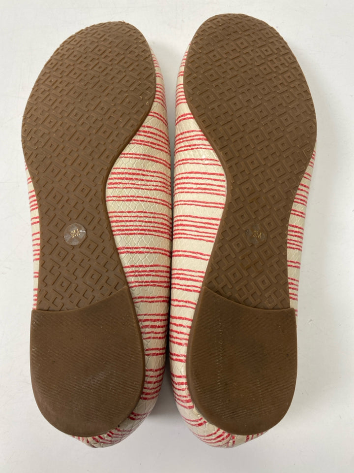 Tory Burch  Size 9 Cream Red Stripe(s) Flats