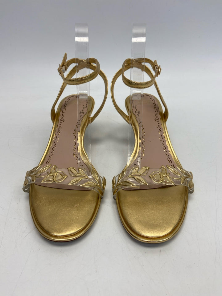 Muse  Size 9 Gold Clear Leaves Sandals