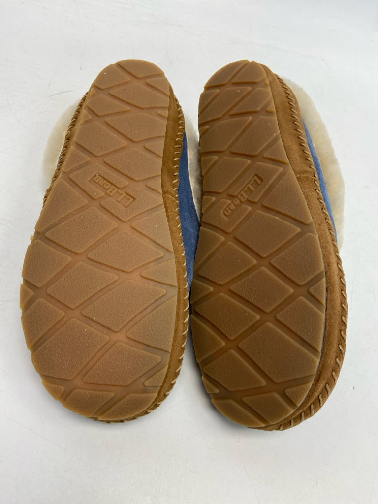 NWOT L L Bean US Shoe Size 7 Blue Cream Trimmed Slippers
