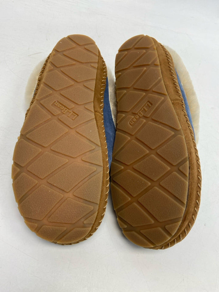 NWOT L L Bean US Shoe Size 7 Blue Cream Trimmed Slippers