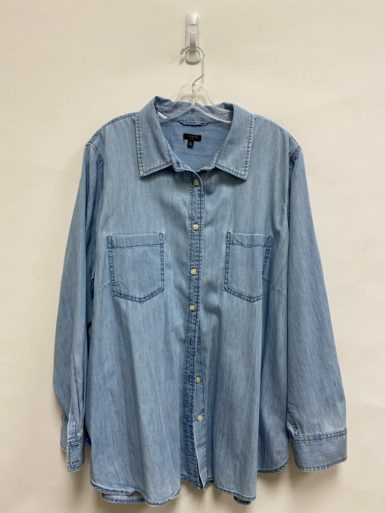 Talbots Size 3X Light Blue Long Sleeve Chambray Plus Size Top