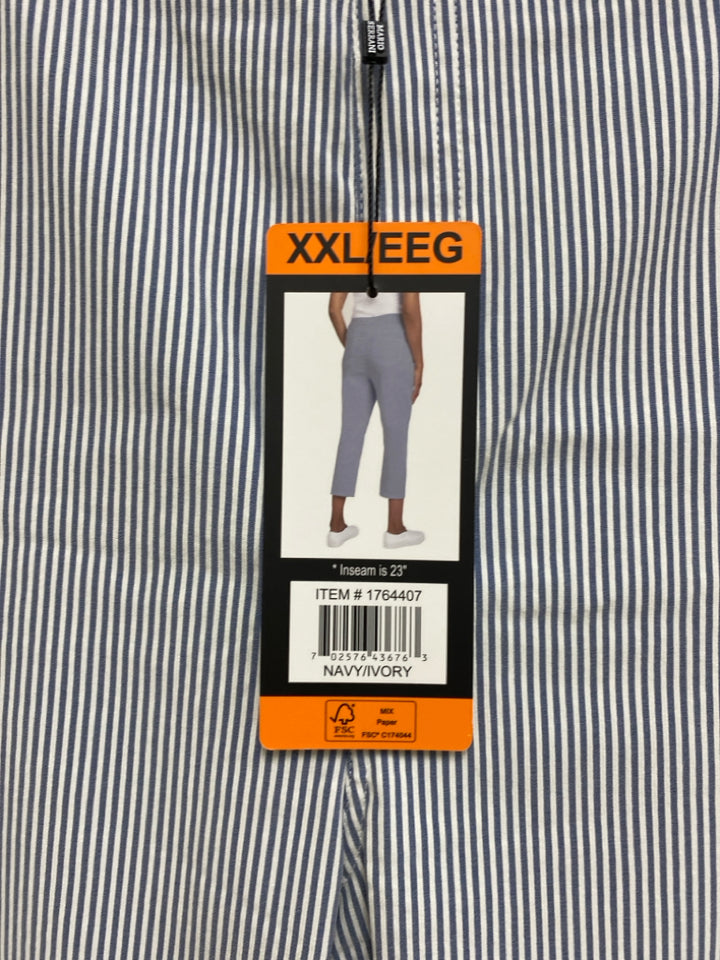NWT MARIO SERRANI  SIZE  XXL Blue/White Stripes Pull-on Plus Size Pants