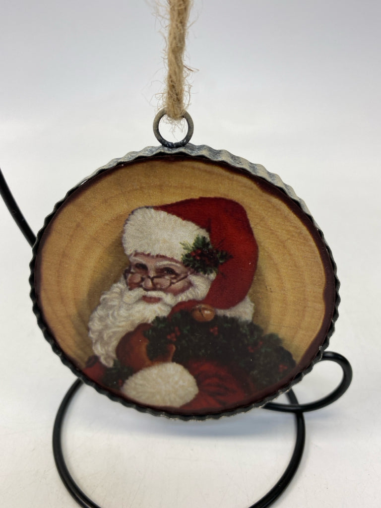 Tan Red Santa Ornaments