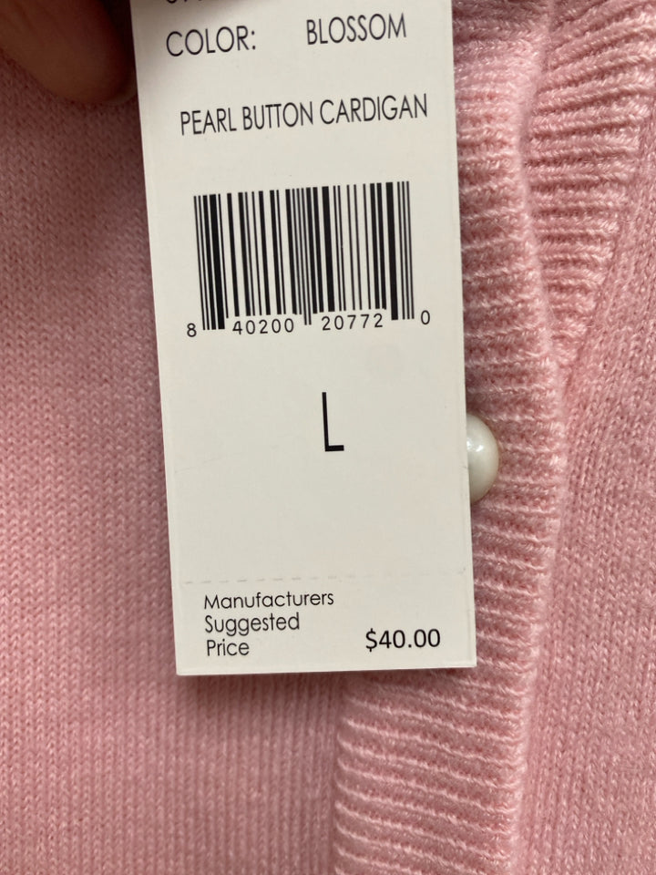 NWT Size L Pink Cardigan Ladies Sweater