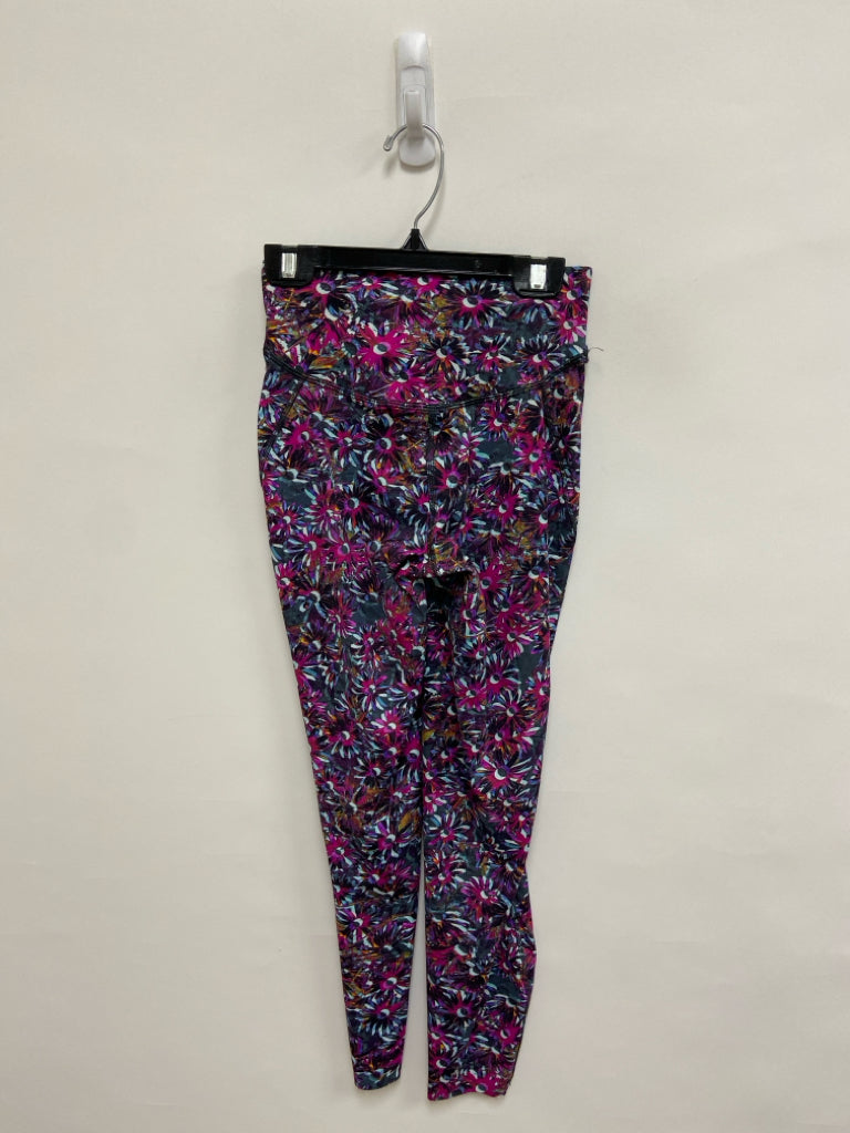 Lululemon Size 2 Aqua/Pink Seafoam/Orange Abstract Athletic Leggings