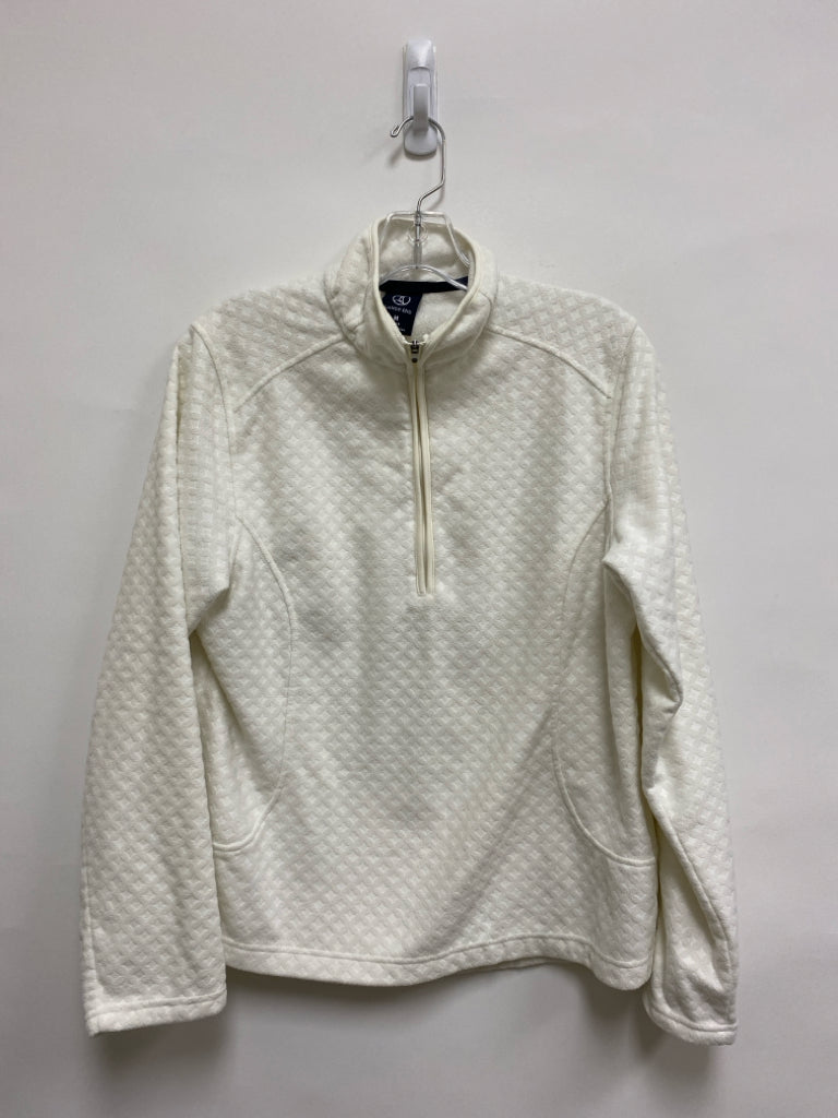 Lands End Size M White Waffle Fleece Ladies Pullover