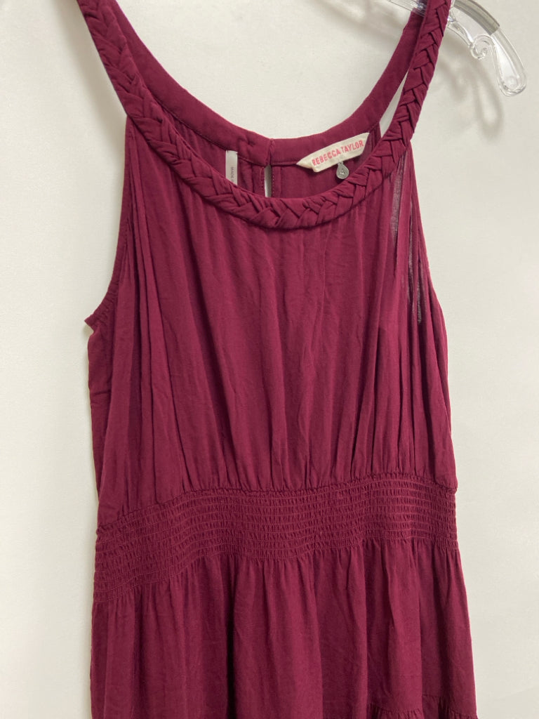Rebecca Taylor Size 4 Burgundy Braided Sleeveless Ladies Dress