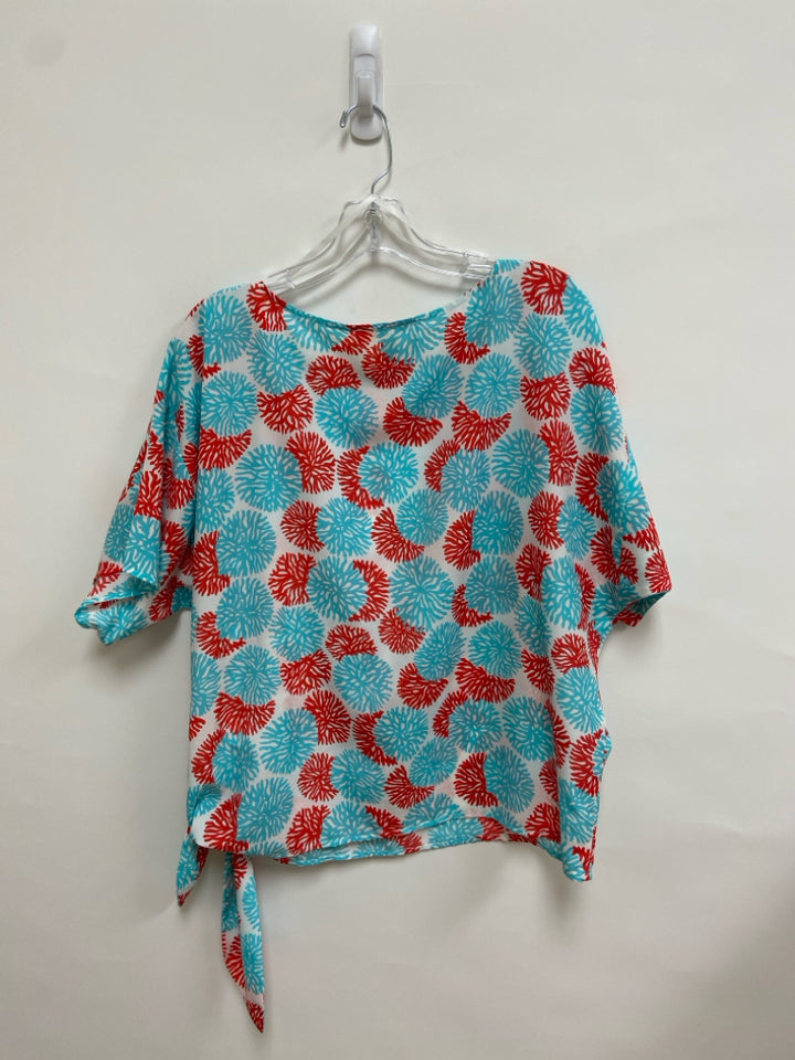 Michael Kors Size M White Aqua/Red Ladies Top