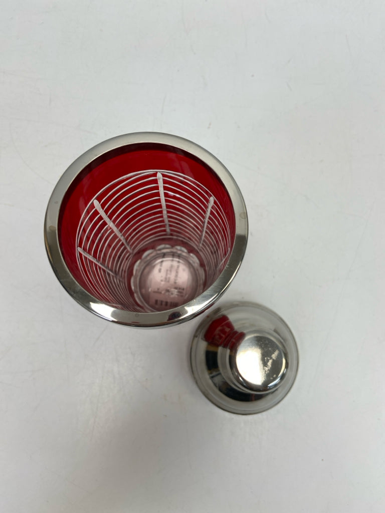 Red Cut-Out Glass/Metal Barware