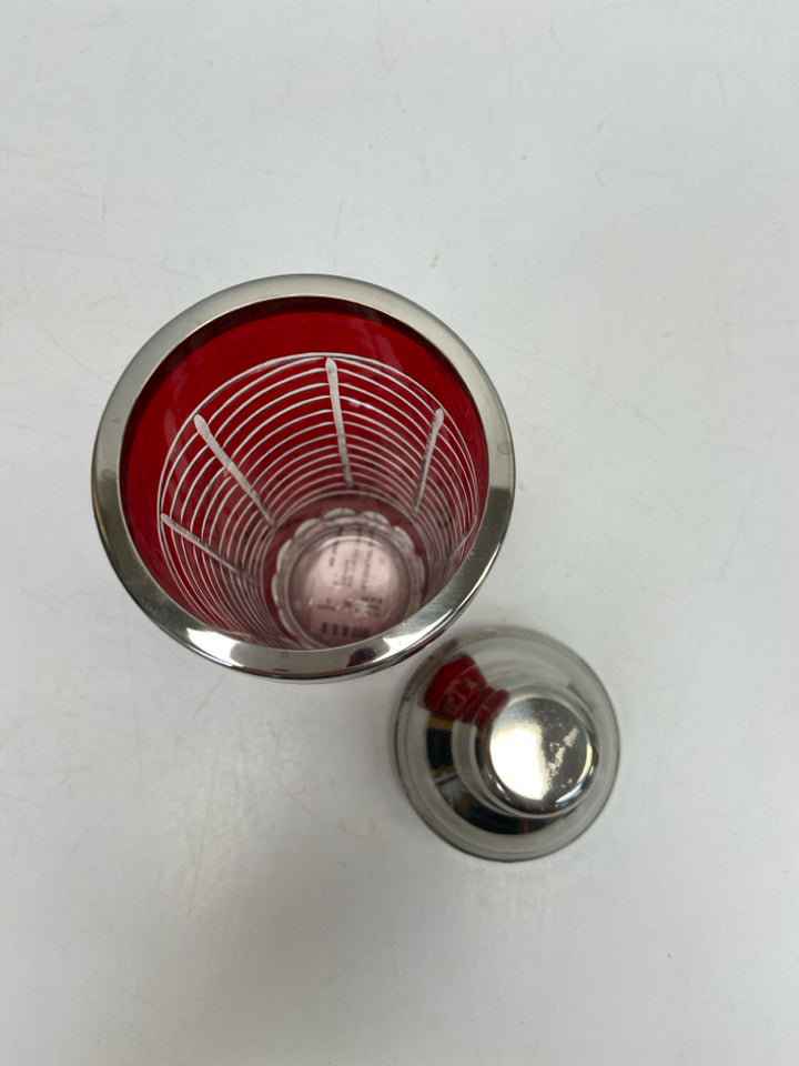 Red Cut-Out Glass/Metal Barware