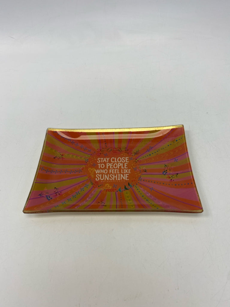 Orange/Pink Gold Striped Glass Plate (s)