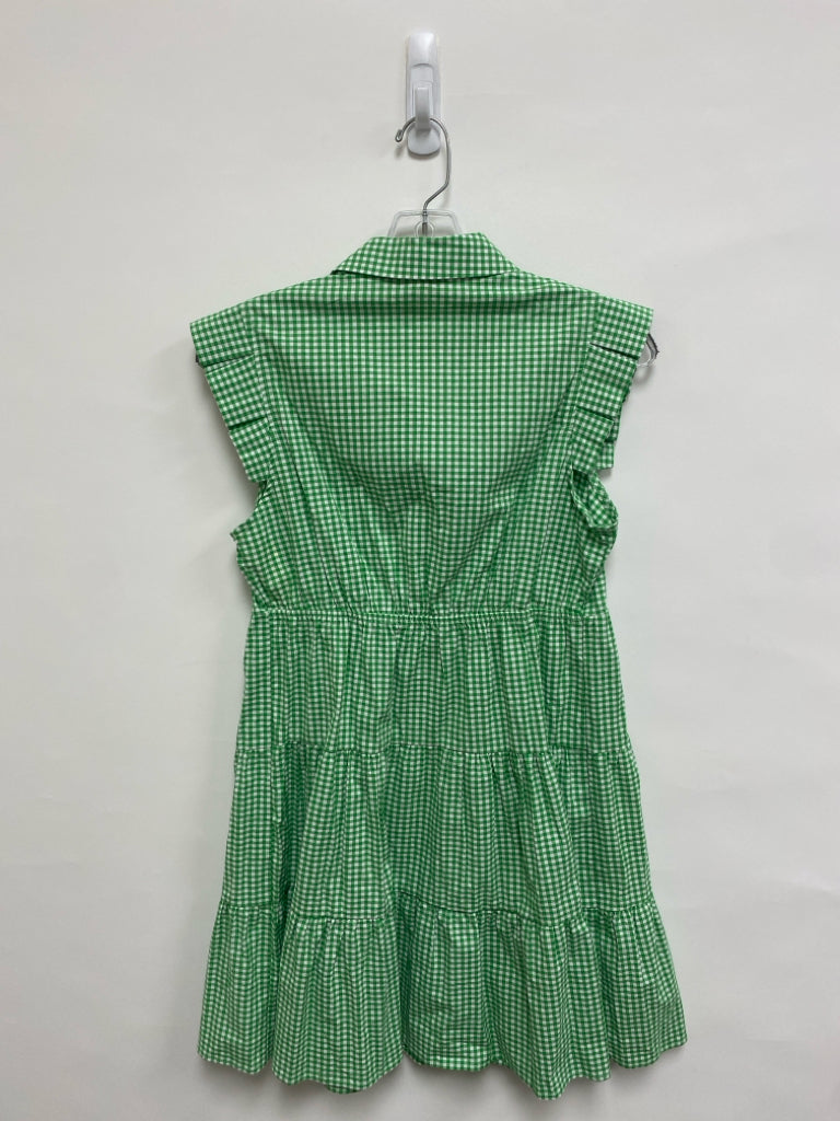 NWT monteau Size M Green White Checkered Button Up Ladies Dress