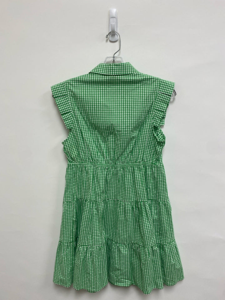 NWT monteau Size M Green White Checkered Button Up Ladies Dress