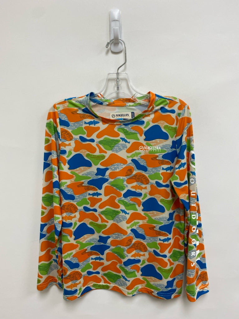 MAGELLAN SIZE 8 Orange Green/Blue Camouflage Long Sleeve Boy&