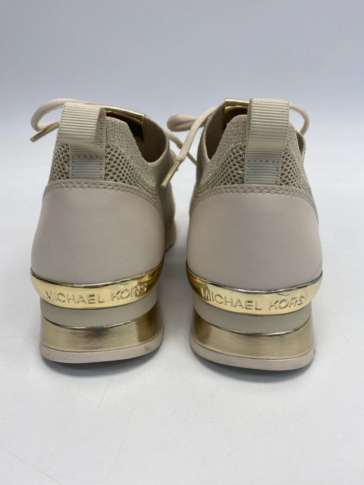 Michael Kors  Size 8.5 Beige Gold Lace-up Sneakers