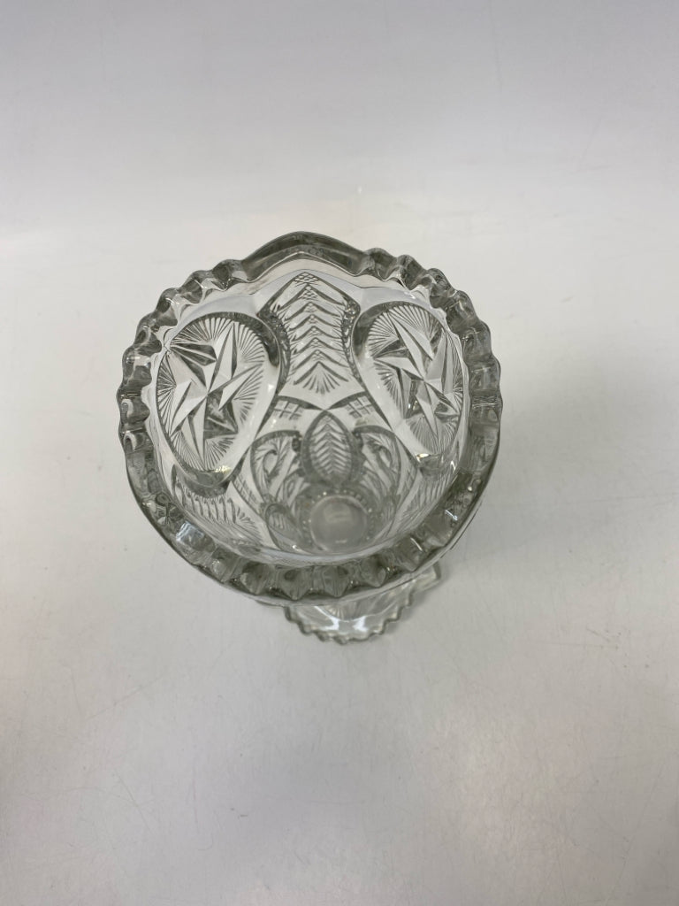 Clear Cut-Glass Vase