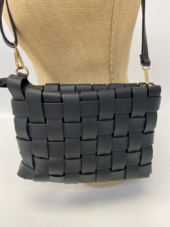 Anthropologie Black Woven Leather Crossbody
