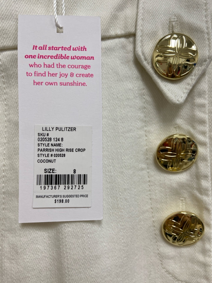 NWT LILLY PULITZER Size 8 White Cropped Ladies Pants
