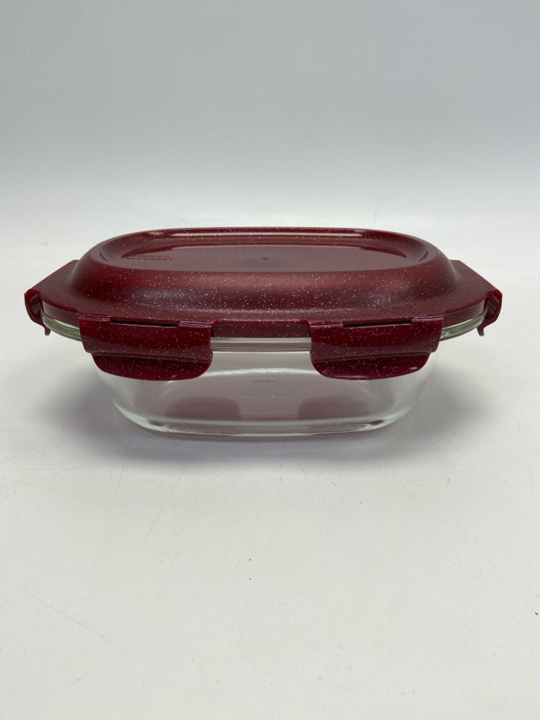 Lock &amp; Lock Red Clear Glitter Glass Storage Container
