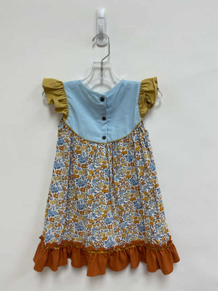 busy bees SIZE 5 Blue/Orange Beige/White Floral Girl&