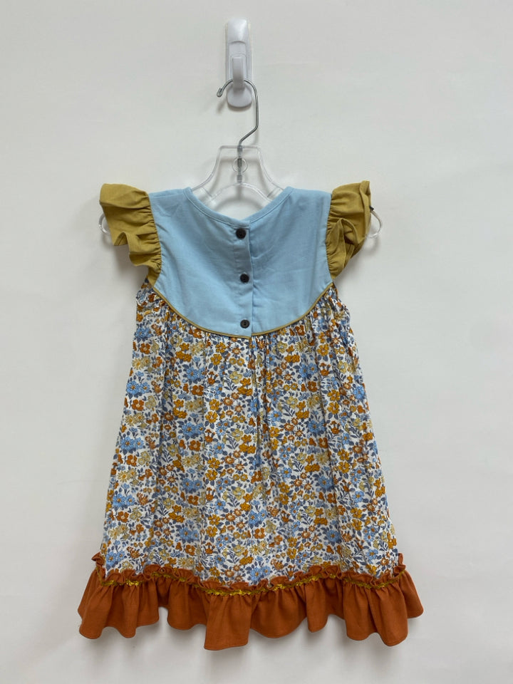 busy bees SIZE 5 Blue/Orange Beige/White Floral Girl&