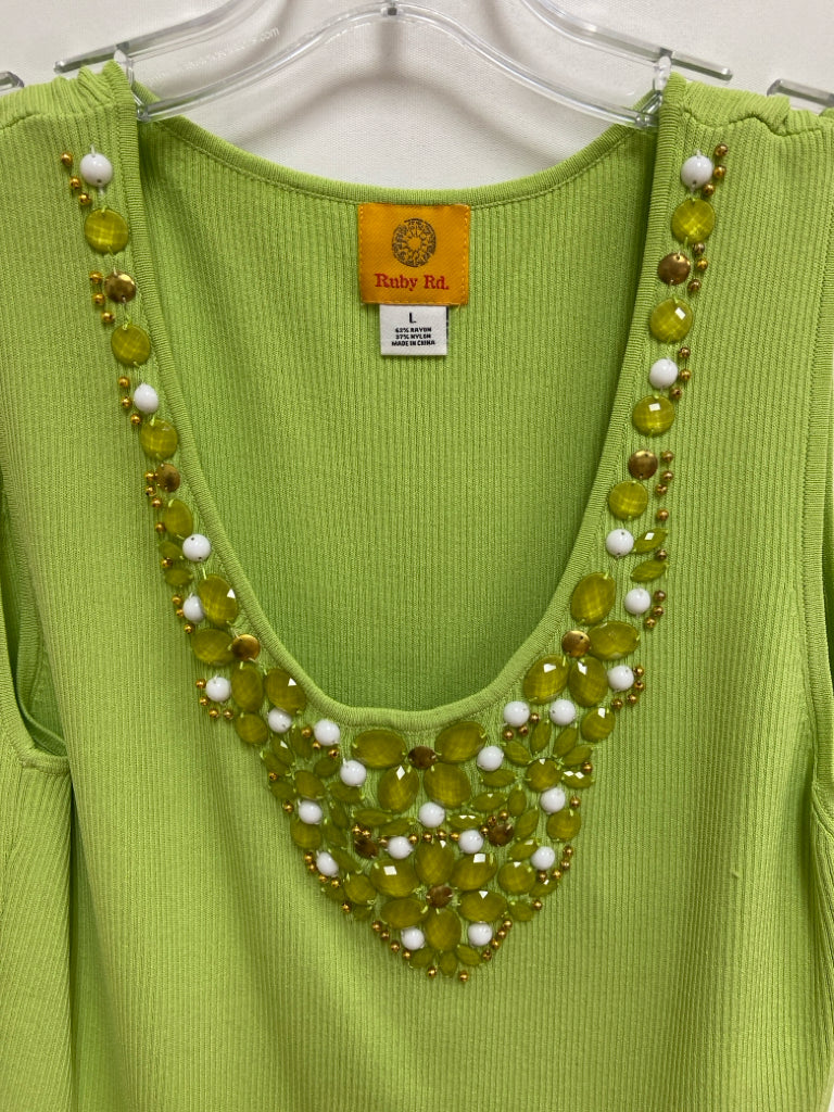 Ruby Rd. Size L Lime Green Beaded Tank Ladies Top