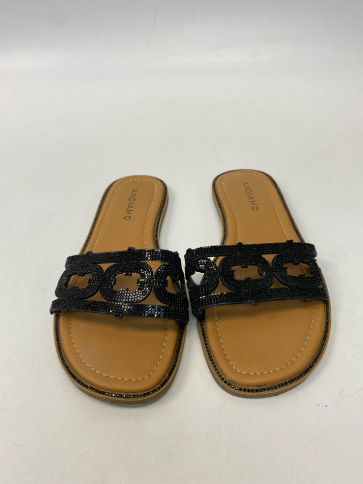 Size 7.5 Black Beaded Sandals