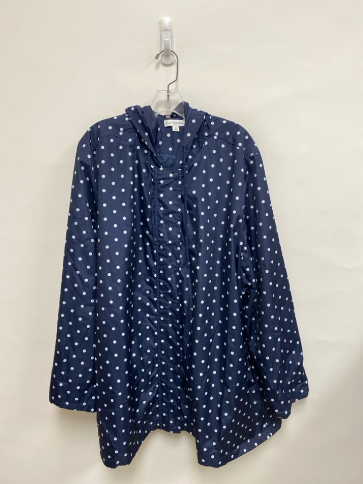 Kim Rogers Size 3X Navy White Polka Dot Button Up Plus Size Jacket
