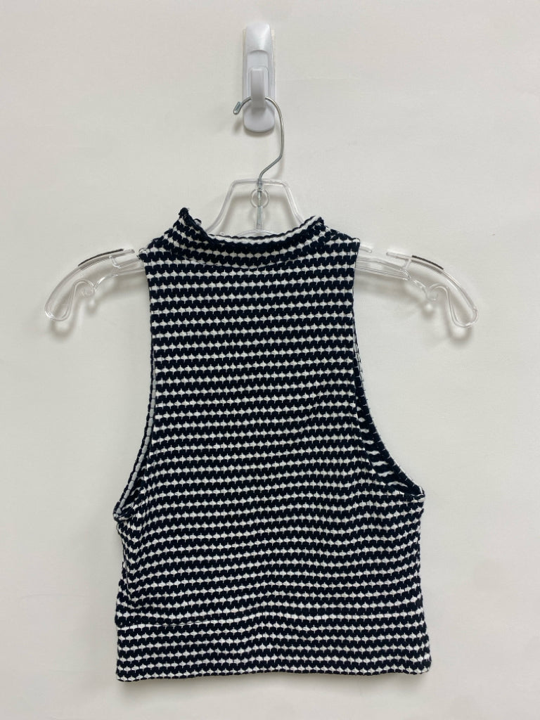 Free People Size S Black White Print Sleeveless Ladies Top