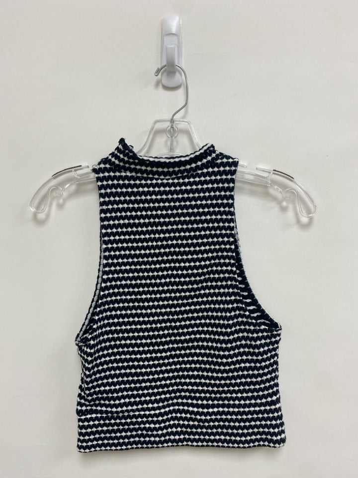 Free People Size S Black White Print Sleeveless Ladies Top
