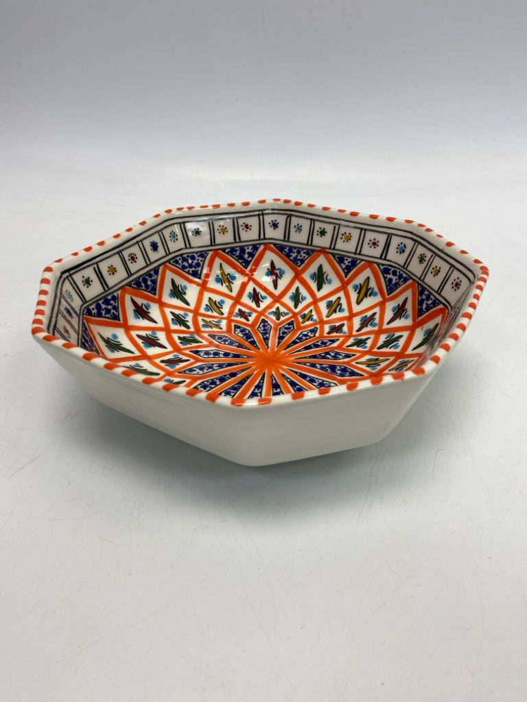 Orange Blue Geometric Decorative Bowl