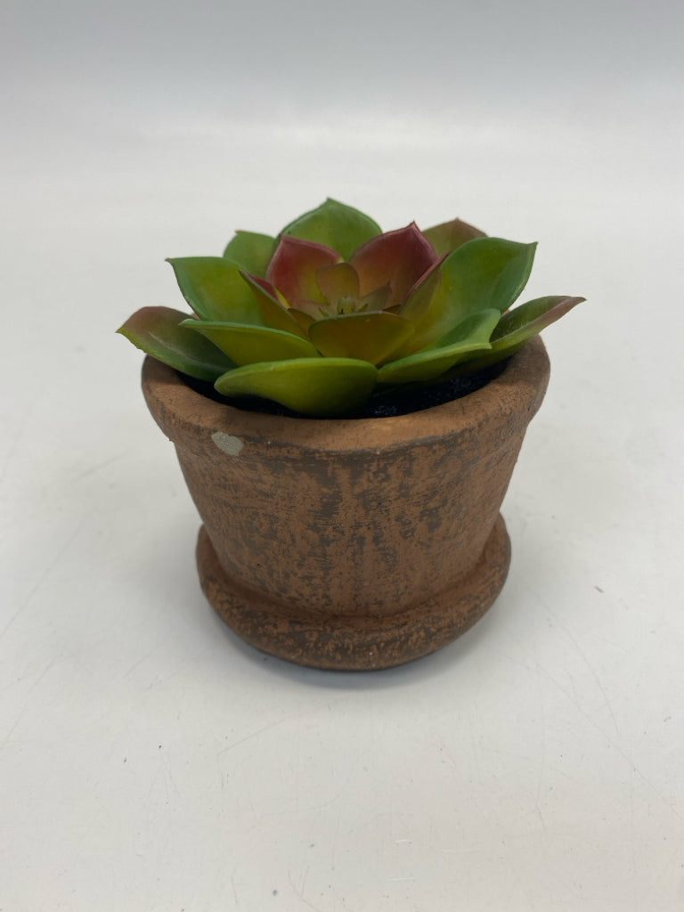 Green Terra Cotta Silk Plant