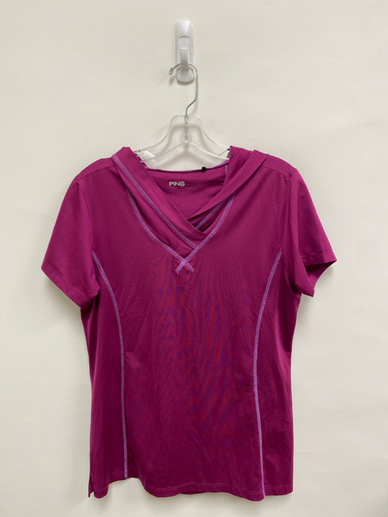 Ping Size L Magenta Hooded Short Sleeve Athletic Top