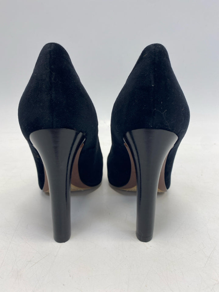 Ralph Lauren US Shoe Size 38B Black Gold Purple Label Velvet Heels