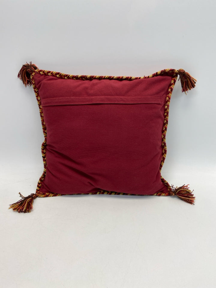 Red/Gold Burgundy/Orange Striped Pillow