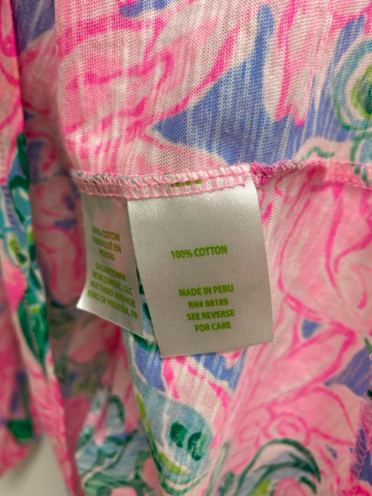 LILLY PULITZER Size XL Pink Green/White Flowers Ladies Top