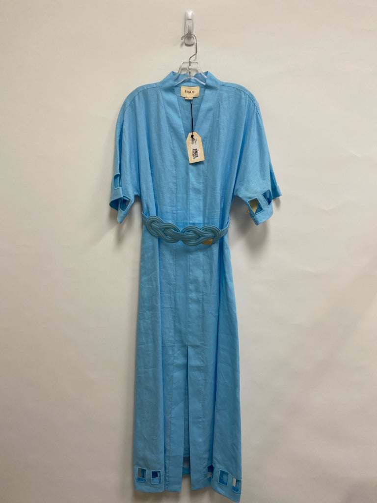 NWT FIGUE Size S Blue Linen Ladies Dress