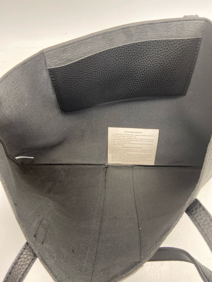 VINCE CAMUTO Black Vegan Leather Tote Bag