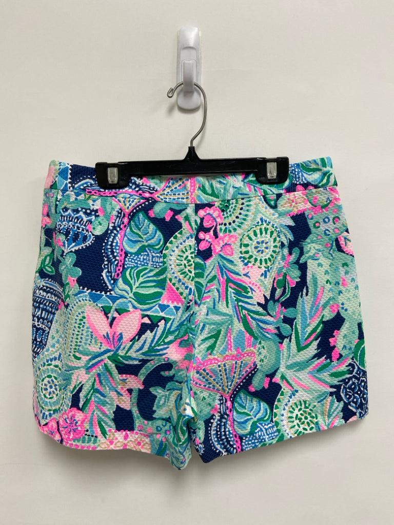 LILLY PULITZER Size 2 Aqua/Navy Pink/Tan Texture Ladies Shorts