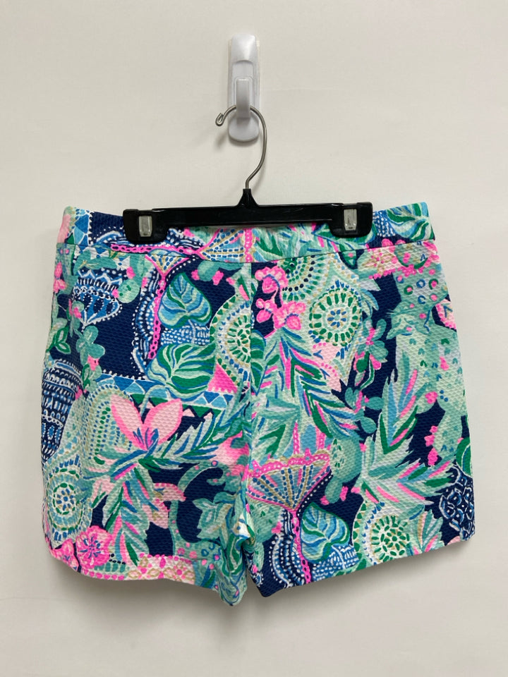 LILLY PULITZER Size 2 Aqua/Navy Pink/Tan Texture Ladies Shorts